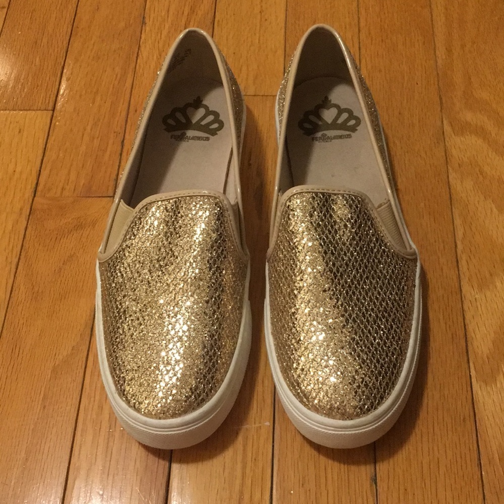 Never worn Fergalious Gold Slip-on Sneaker